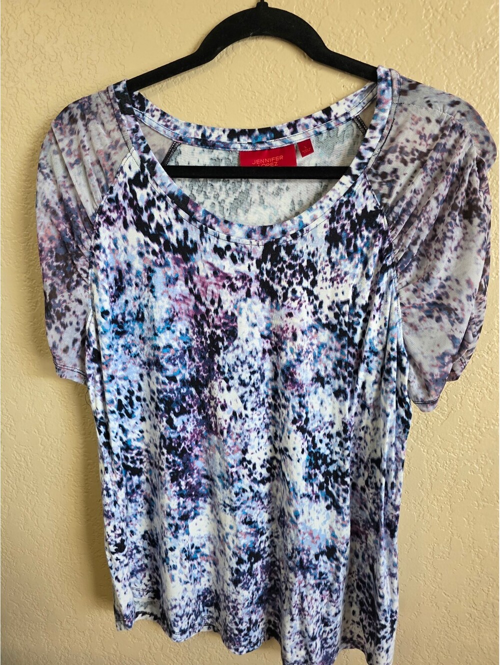 Jennifer Lopez Women's Printed Puff Sleeve Top Large